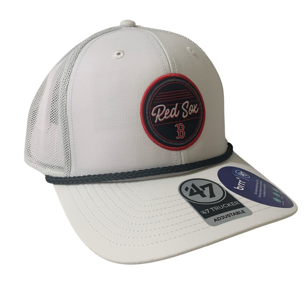 Boston Red Sox '47 Brand Trucker White Adjustable Mesh Snapback Golf Hat OSFM
